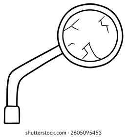 broken rear view mirror motorcycle illustration hand drawn outline vector