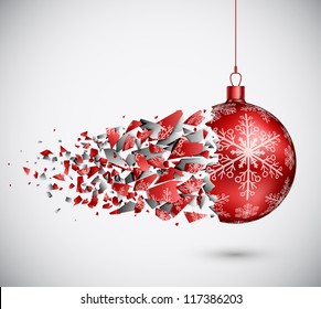 Broken red Christmas ball. Eps 10