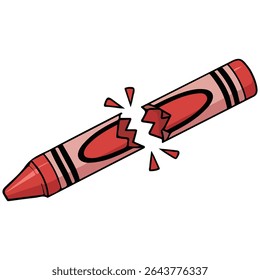 Broken red crayon isolated vector illustration on white background