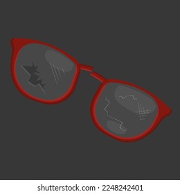 broken red glasses vector illustation