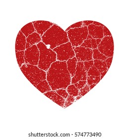 Broken red heart isolated shape. Mosaic love symbol like shattered glass pieces. Valentine day holiday design element. EPS10 vector.