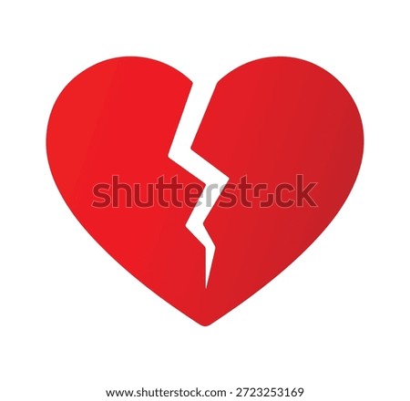 A broken red heart on a black background symbolizing love and heartbreak
