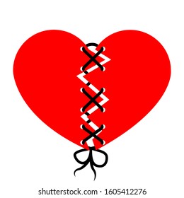 Broken red heart. Two halves. Vector. loneliness