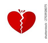 Broken red heart, vector illustration