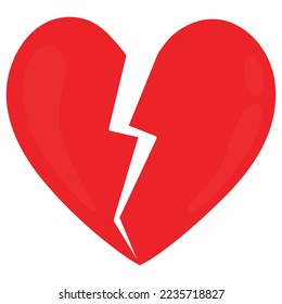 Broken red heart. Vector illustration of a broken heart. Valentines day.