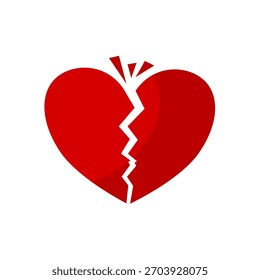 Corazón rojo roto, Ilustración vectorial