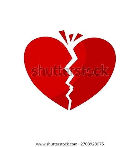 Broken red heart, vector illustration
