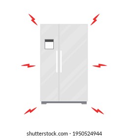 Broken Refrigerator vector. Refrigerator on white background.