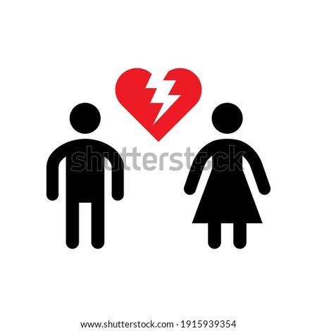 Broken relationship icon or divorce concept