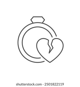 Broken relationship line outline icon