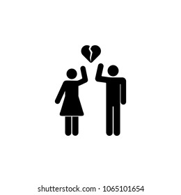 broken relationships of lovers icon. Element of couples in love illustration. Premium quality graphic design icon. Signs and symbols collection icon for websites, web design on white background