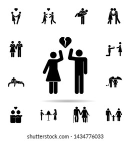 Broken relationships of lovers icon. Universal set of people in love for website design and development, app development