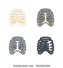 Broken ribs bone vector icon