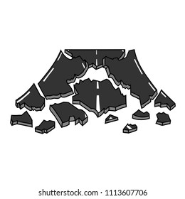 Broken road illustration, 100% vector. Ideal for logo’s, stickers, flyers, promotions, T-shirts, web design, apps and all other design requirements.
