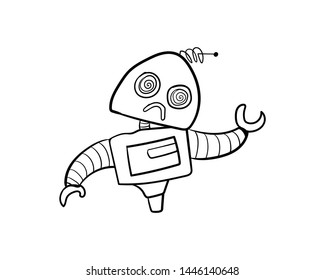 broken robot doodle error hand drawing vector 