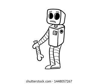 broken robot doodle error hand drawing vector 