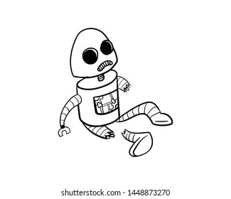 broken robot doodle error hand drawing vector
