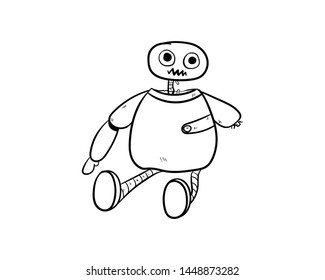 broken robot doodle error hand drawing vector