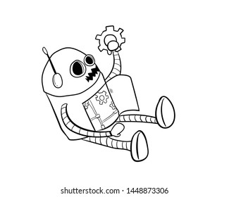 broken robot doodle error hand drawing vector