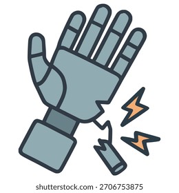 gebrochene Roboter Hand flache Farbe Vektorgrafik Template Design