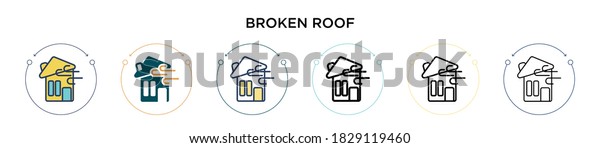 Broken roof icon\
in filled, thin line, outline and stroke style. Vector illustration\
of two colored and black broken roof vector icons designs can be\
used for mobile, ui,\
web