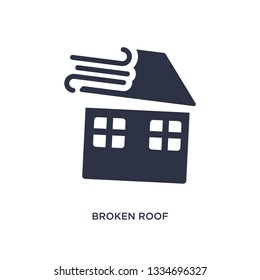 broken roof icon. Simple element illustration from meteorology concept. broken roof editable symbol design on white background. Can be use for web and mobile.