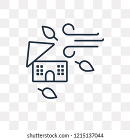 Broken Roof vector outline icon isolated on transparent background, high quality linear Broken Roof transparency concept can be used web and mobile