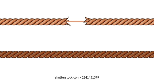 Broken rope vector isolated on white background.