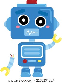 Broken Sad Robot Need Repairing Vector Clipart