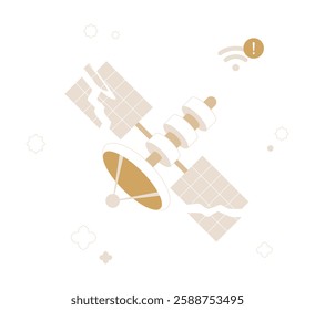 Broken Satellite With No Internet Connection in Flat Vector Illustration Symbolizing Connectivity Loss, Network Failure, and Communication Disruption, Isolated on White Background.