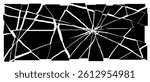Broken screen glass effect crack shards silhouette, Rectangle bg decay grunge texture, Vector illustration.