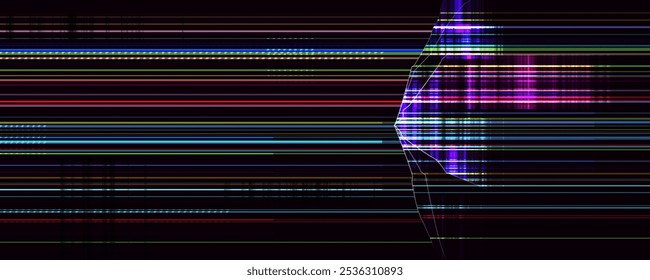 Broken screen with glitch effect. Damaged display. Cracked glass on monitor or smartphone. Vector illustration.