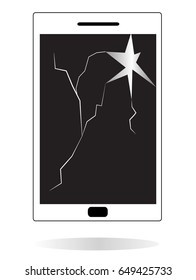 broken screen phone on white background. repair screen phone conception. cracked screen icon. 