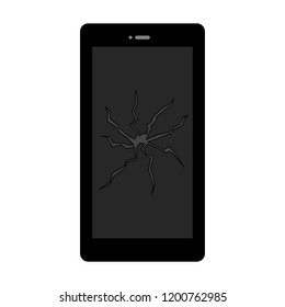 broken screen smartphone isolated on white background. vector illustration.