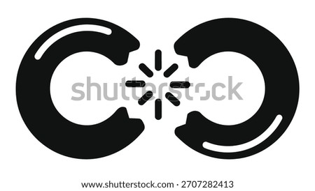 Broken shackle icon symbolizing freedom, liberation, the end of confinement, and release from restraint. breaking free from oppression.