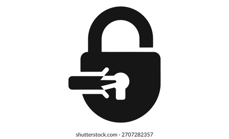 Ícone de cadeado com manilha quebrado simbolizando liberdade, fuga, superação de obstáculos, violação de segurança e potencial desbloqueado.