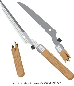 Cizalla rota con Vector de mango de madera.