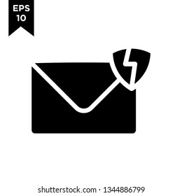 broken shield email icon vector logo illustration design