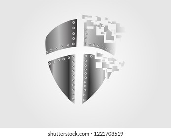 Broken shield fade design for logo and icon