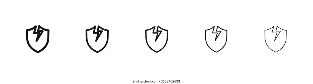 Icono de escudo roto signo de Vector blanco y negro