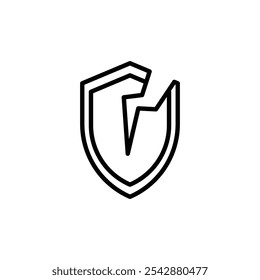 Unterbrochenes Schild-Symbol. Füllzeichen und Strichsymbole