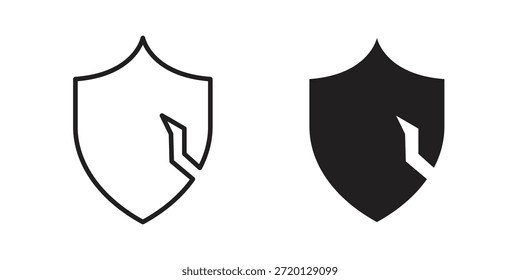 Unterbrochene Schild-Icon-Illustration, dünner Linien-Vektor, Web-Design-Zeichen,