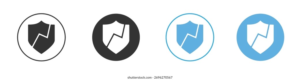 Conjunto de diseño de Plantilla de logotipo de icono de escudo roto