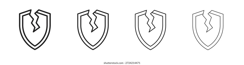 Conjunto de iconos de escudo roto eps10. ilustración, Vector de símbolo de logotipo Plantilla de pictograma