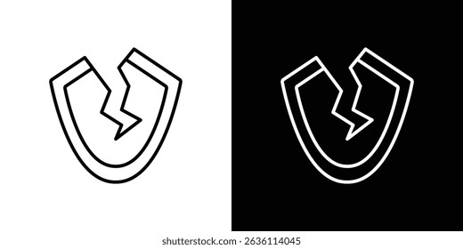 Broken shield icon symbol concept for graphic design, Website, UI. EPS