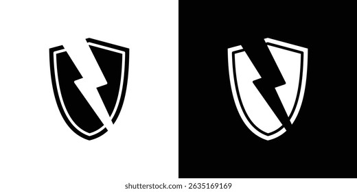 Símbolos rotos del icono del escudo. Ilustración vectorial.