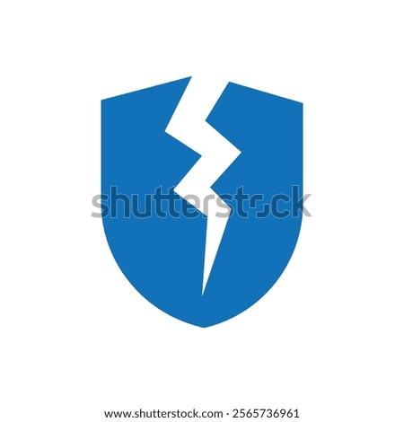 Broken shield icon Thin line illustration set