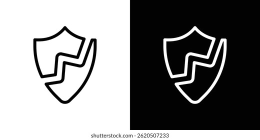 Broken shield icon vector, illustration logo template in trendy style
