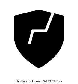 Broken Shield Icon Vector Symbol Design Illustration