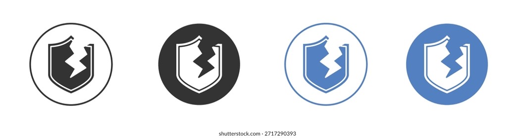 Icono de escudo roto para el Diseño web. pixel iconos planos perfectos